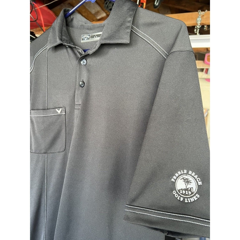 Callaway Golf Polo Men's L Black Pebble Beach Logo Athleisure Casual Lightweight - Picture 4 of 15